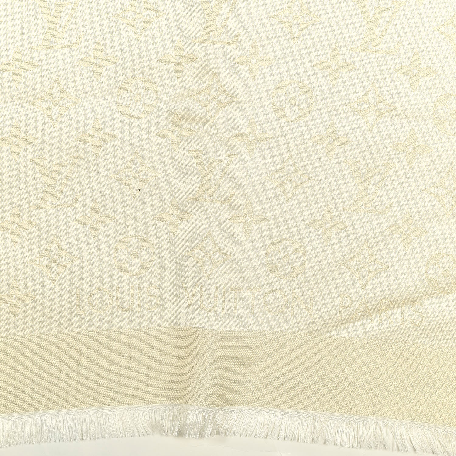 Louis Vuitton Silk Wool Monogram Shine Shawl Beige 2 of 3