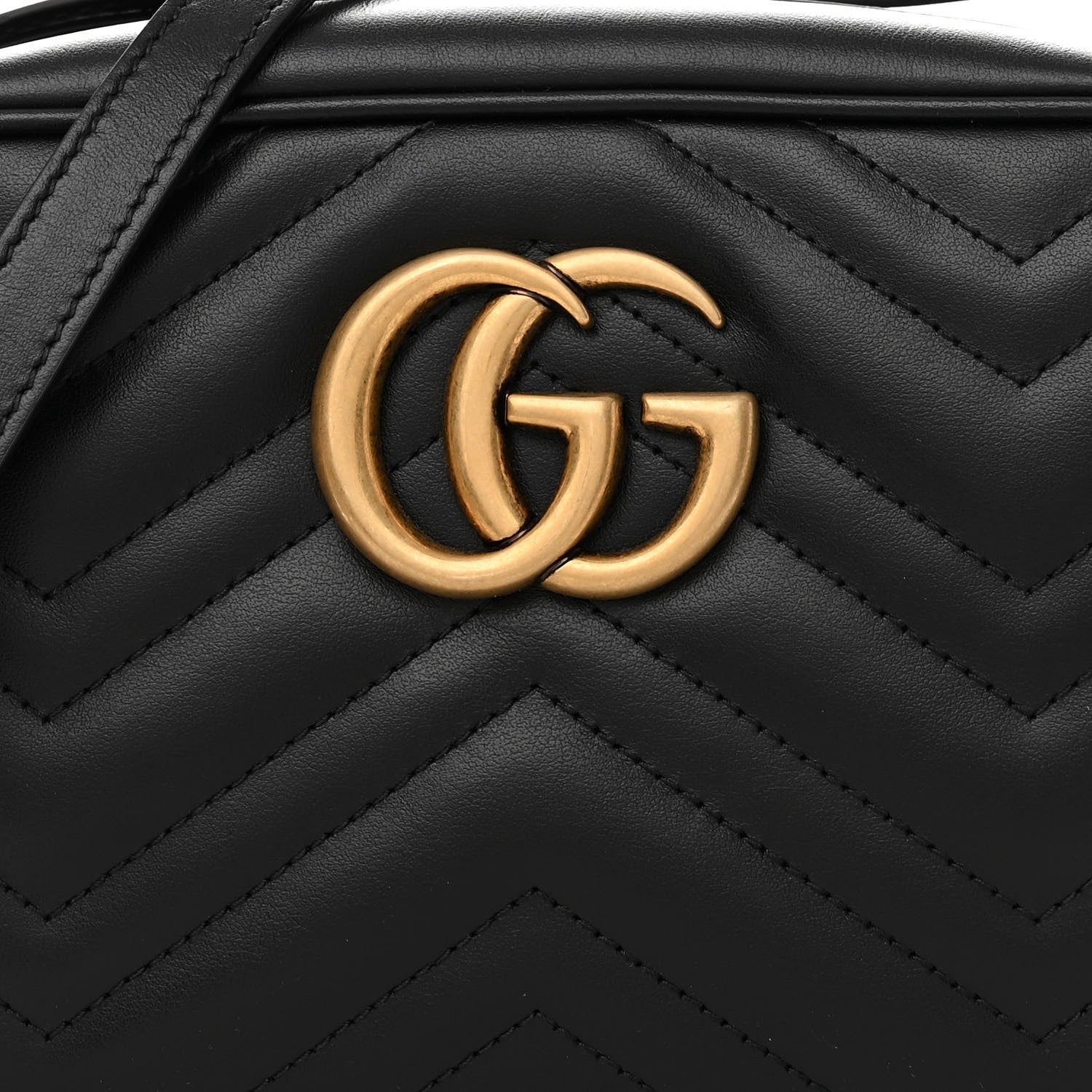 Gucci Calfskin Matelasse Small GG Marmont Chain Shoulder Bag Black 9 of 11
