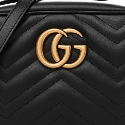 Gucci Calfskin Matelasse Small GG Marmont Chain Shoulder Bag Black 9 of 11