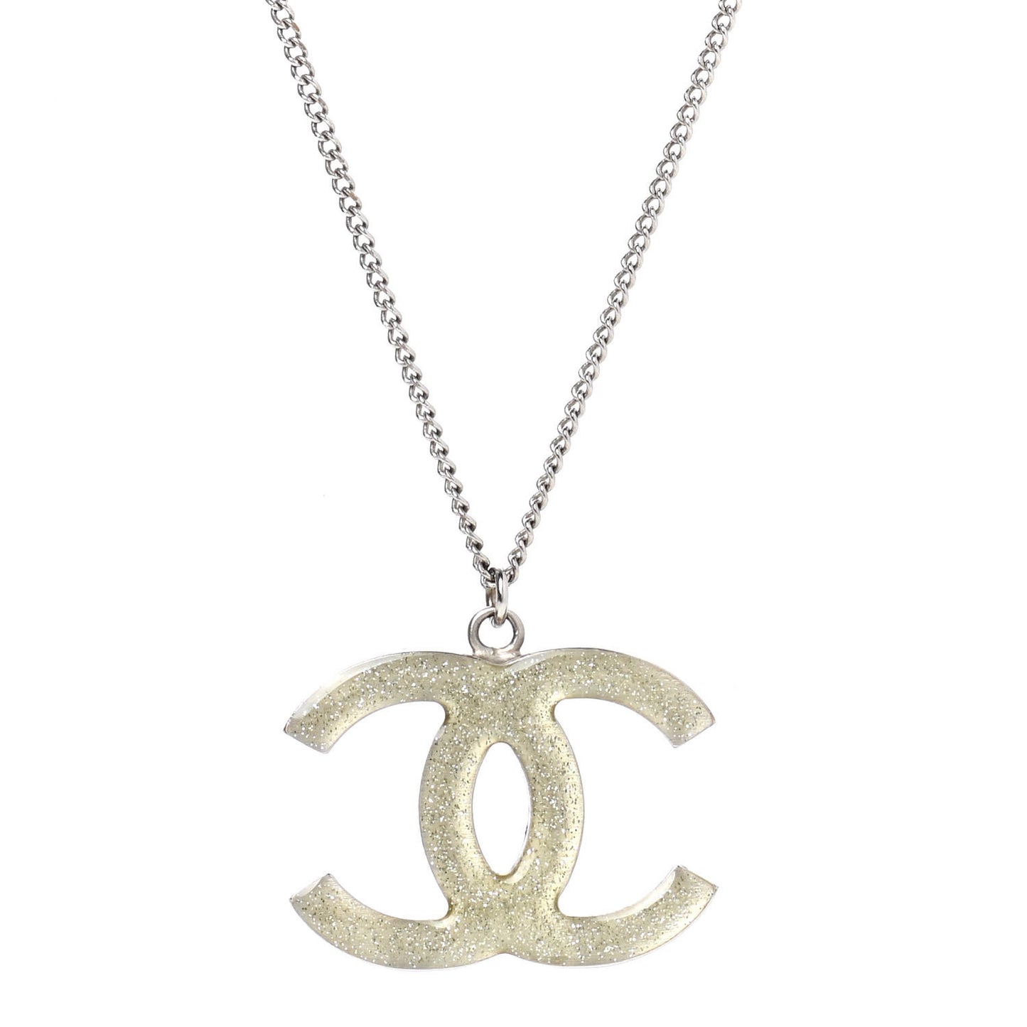 Baguette Crystal CC Necklace Silver