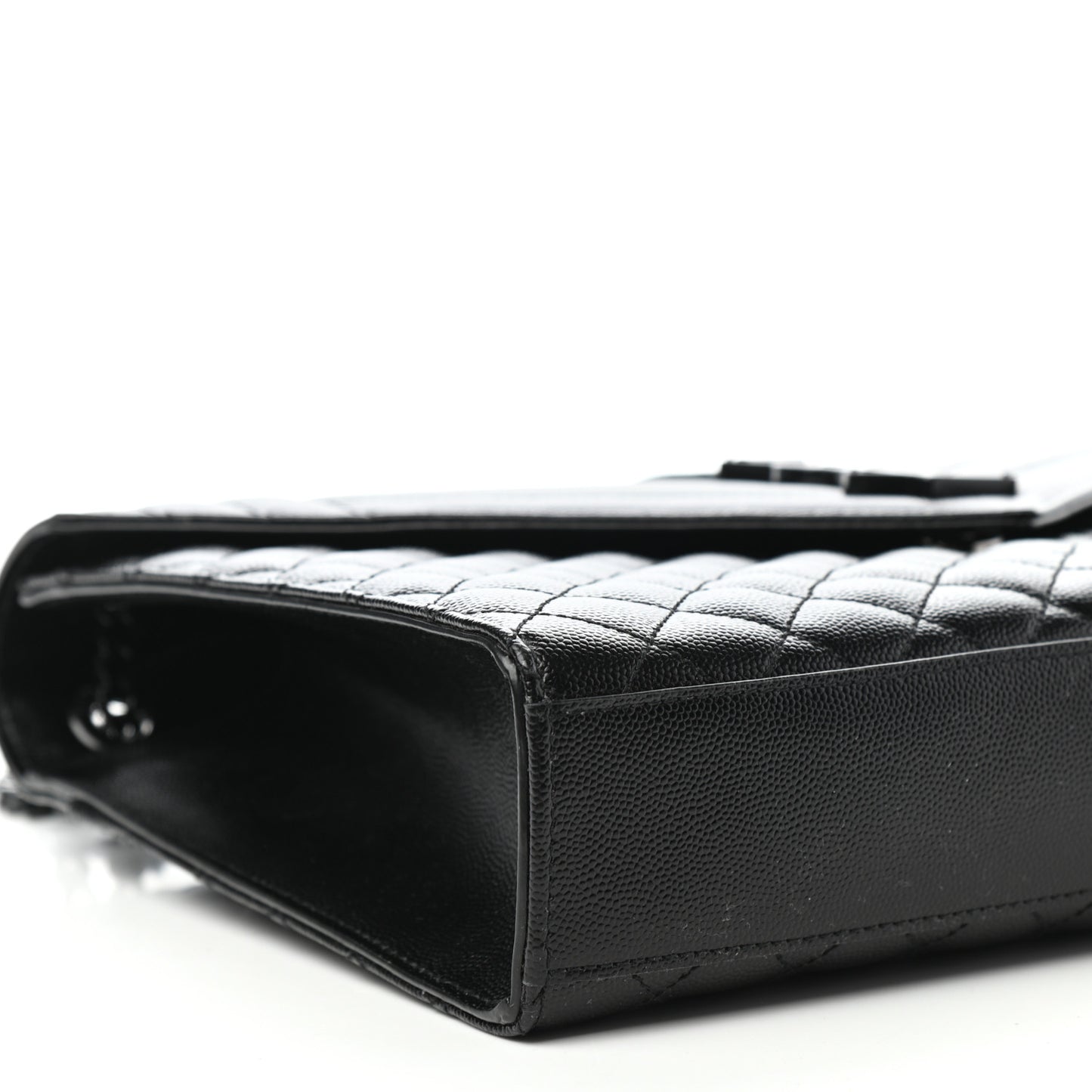 Grain De Poudre Textured Mixed Matelasse Large Triquilt Monogram Monochrome Satchel Black
