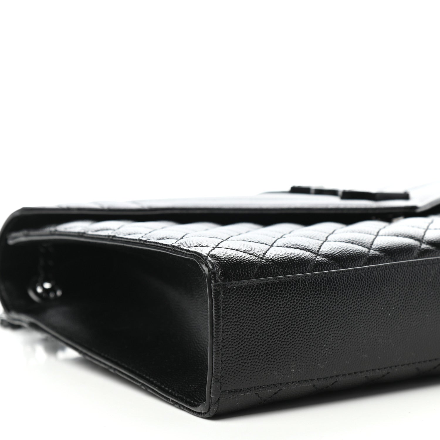 Saint Laurent Grain De Poudre Textured Mixed Matelasse Large Triquilt Monogram Monochrome Satchel Black 8 of 11