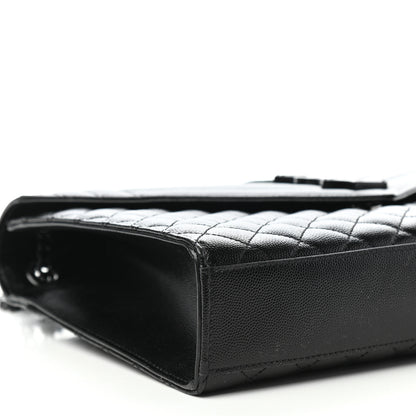 Saint Laurent Grain De Poudre Textured Mixed Matelasse Large Triquilt Monogram Monochrome Satchel Black 8 of 11