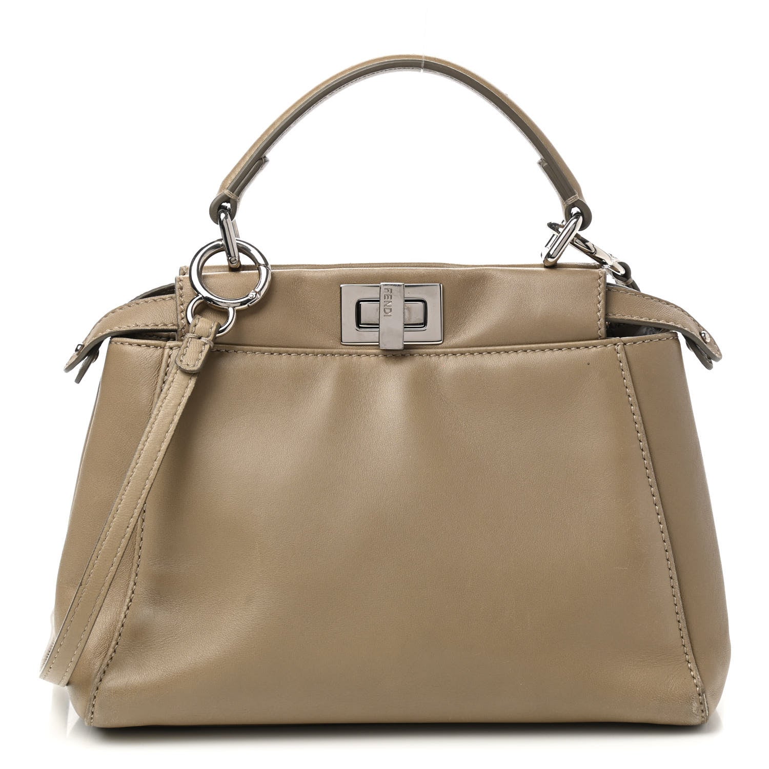 Fendi Nappa Mini Peekaboo Iconic Satchel Tortora 1 of 10
