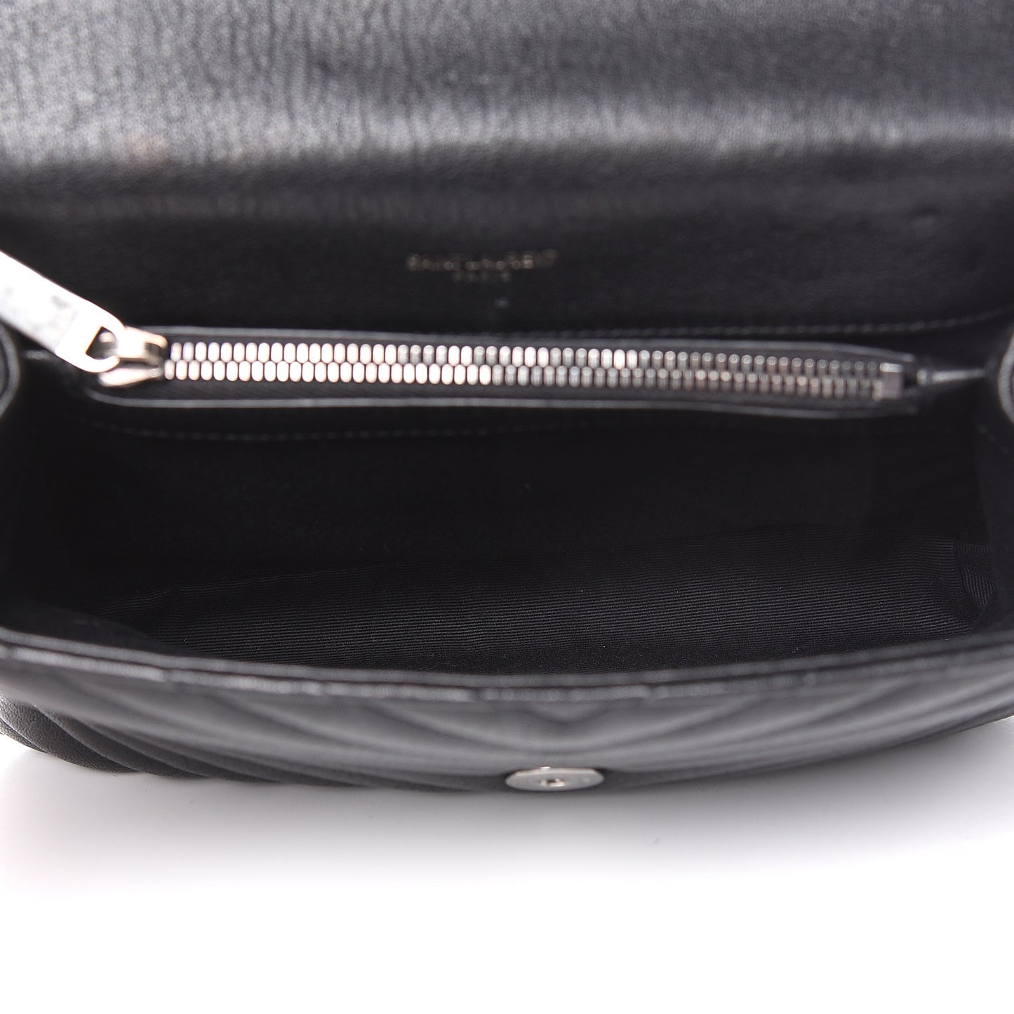 Sheepskin Matelasse Chevron Monogram Medium College Bag Black