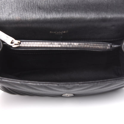 Saint Laurent Sheepskin Matelasse Chevron Monogram Medium College Bag Black 5 of 14