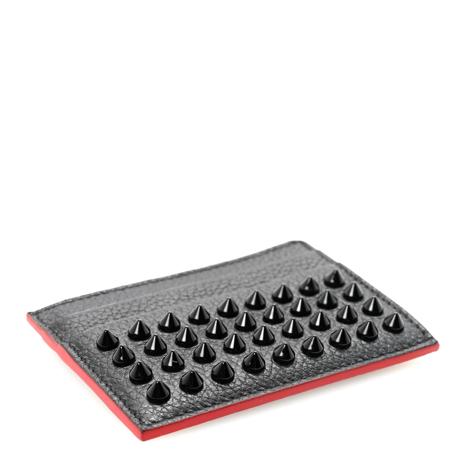 Christian Louboutin Calfskin Paris Spikes Kios Card Holder Black