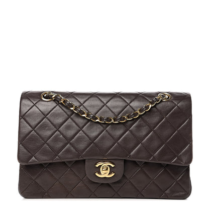 Chanel Lambskin Quilted Medium Double Flap Dark Brown 1 of 17