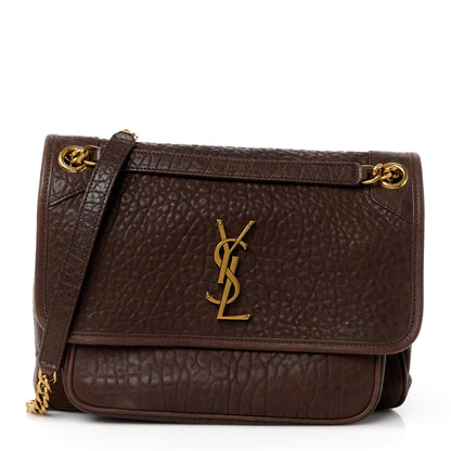 Saint Laurent Grained Lambskin Monogram Medium Niki Chain Satchel Dark Cork 1 of 13