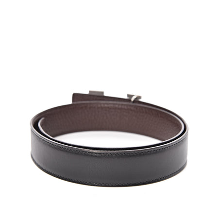 Hermes Box Taurillon Clemence 32mm Guilloche H Belt 70 Black Chocolate 3 of 6