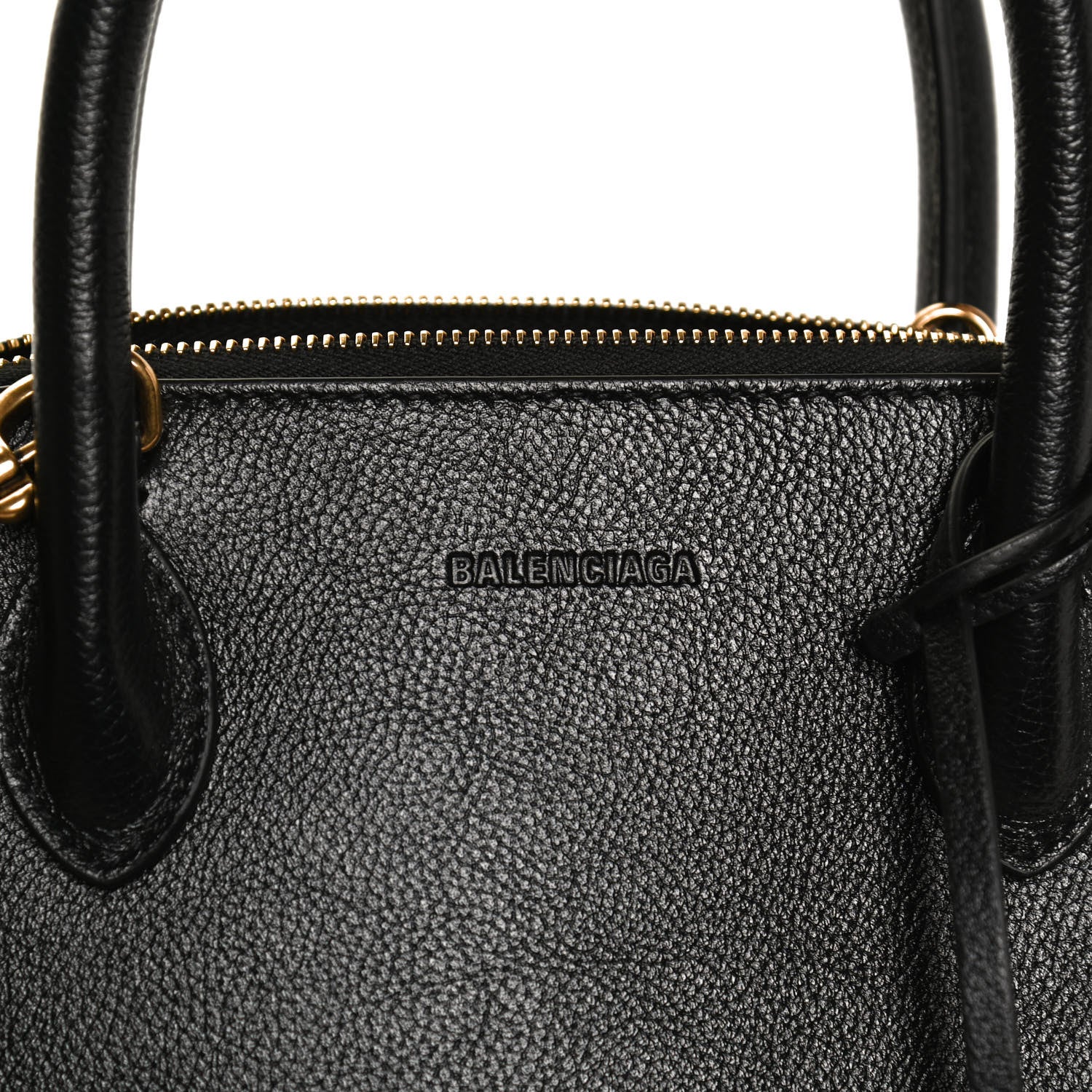 Balenciaga Grained Calfskin Logo S Ville Top Handle Bag Black White 9 of 10