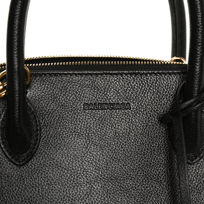 Balenciaga Grained Calfskin Logo S Ville Top Handle Bag Black White 9 of 10
