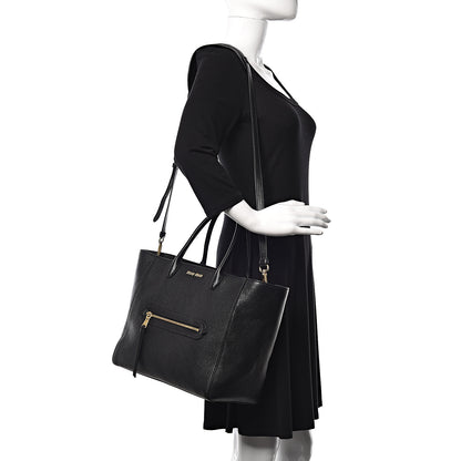 Miu Miu Goatskin Madras Tote Black 1 of 10