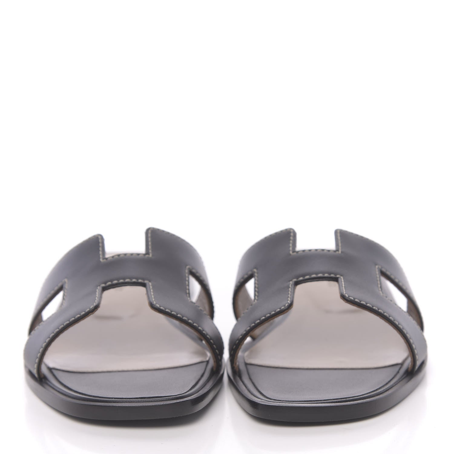 Hermes Box Calfskin Oran Sandals 35 Black 2 of 9