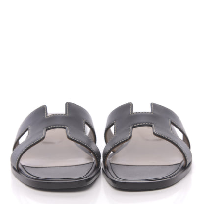 Hermes Box Calfskin Oran Sandals 35 Black 2 of 9