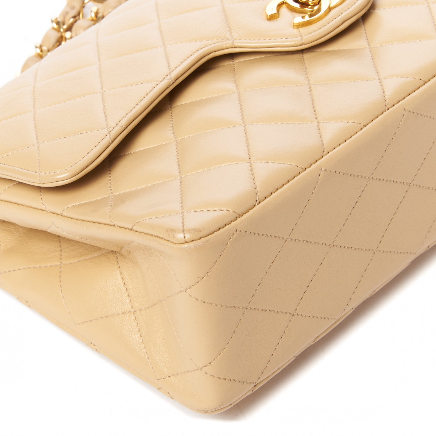 Chanel Lambskin Quilted Medium Double Flap Beige 5 of 9