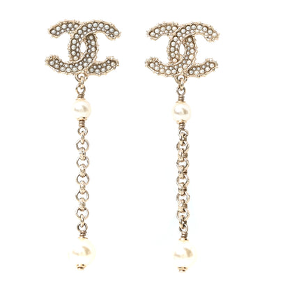 Chanel Pearl CC Chain Drop Earrings Gold 1 of 6