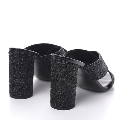 Saint Laurent Glitter LouLou 95 Mules 37.5 Black 4 of 10