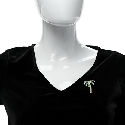 Chanel Enamel Pearl Palm Tree Brooch Green Gold 3 of 5