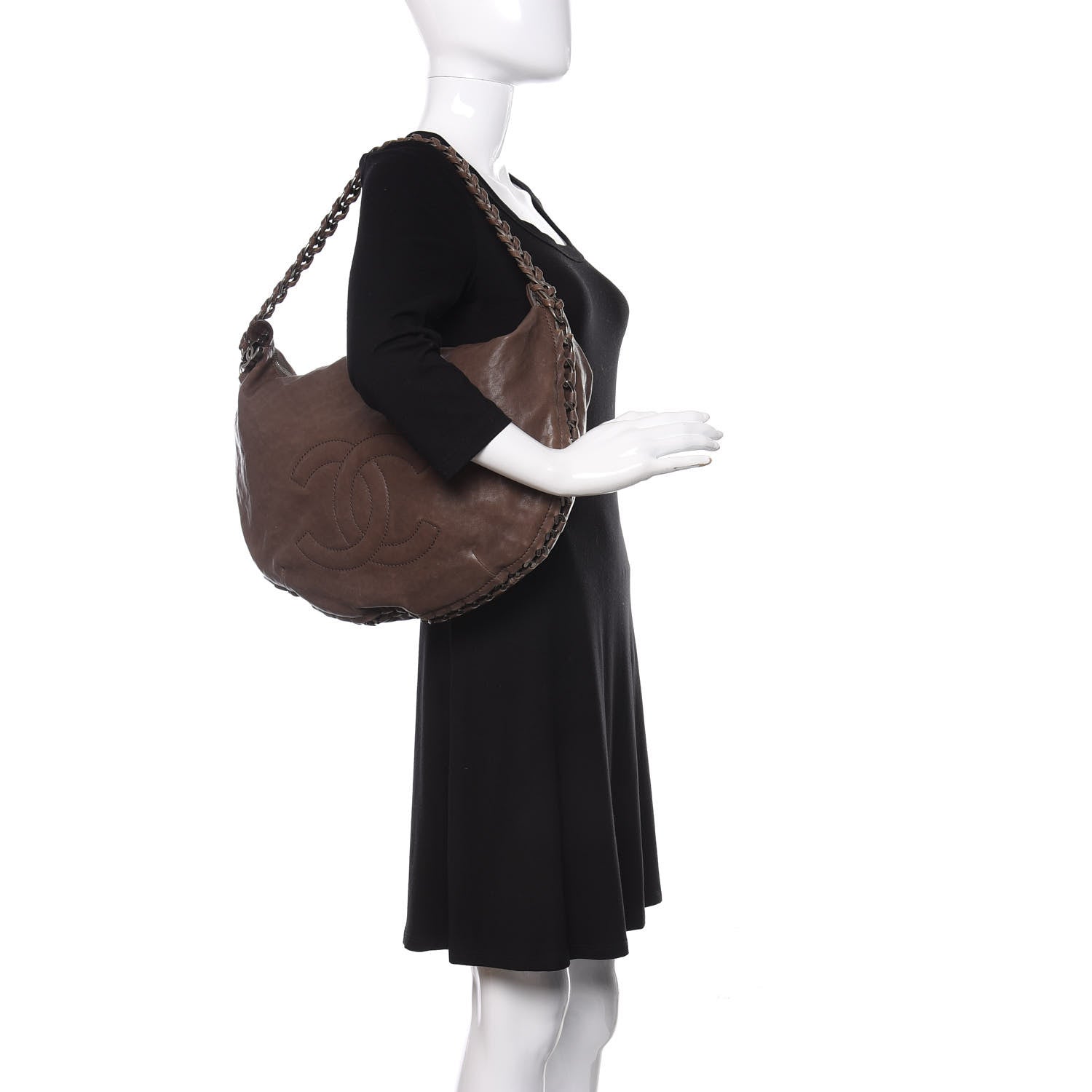 Chanel Calfskin Modern Chain Hobo Brown 2 of 9