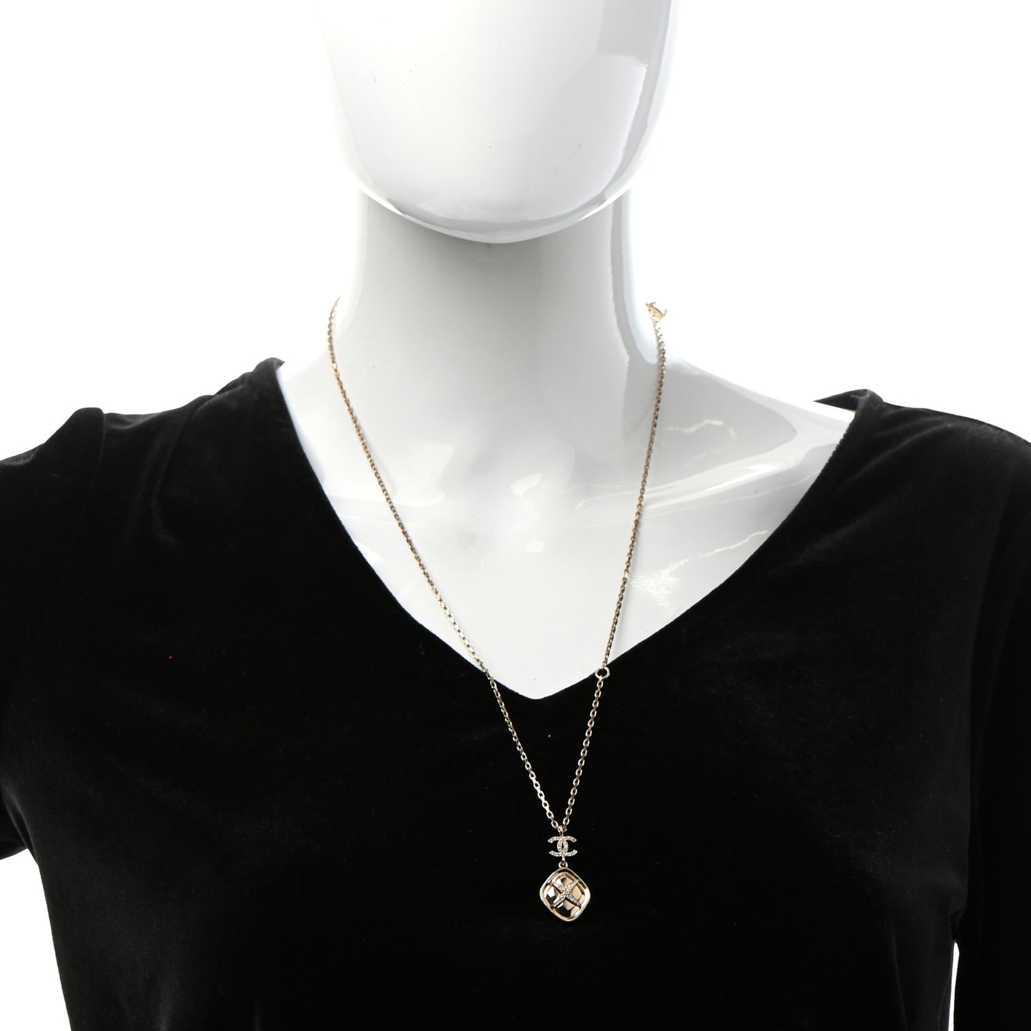 Crystal CC Drop Pendant Necklace Gold