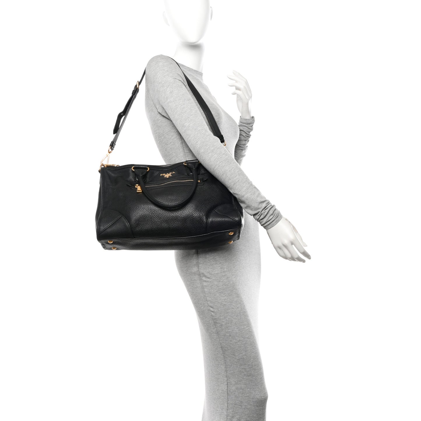 Vitello Daino Shopping Satchel Black