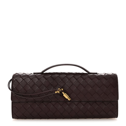 Bottega Veneta Nappa Intrecciato Long Andiamo Top Handle Clutch Dark Barolo 1 of 6
