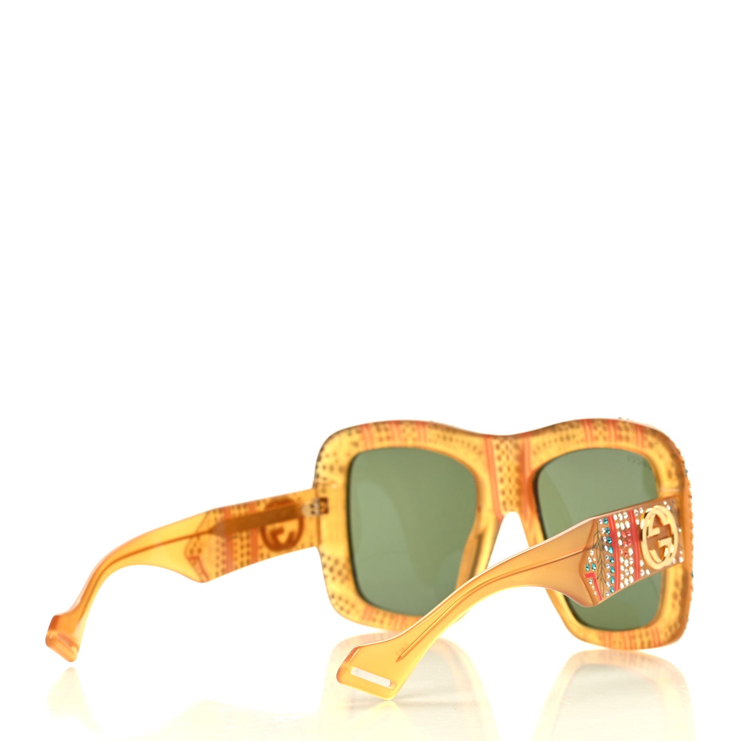 Acetate Crystal Square Frame Sunglasses GG0498S Yellow