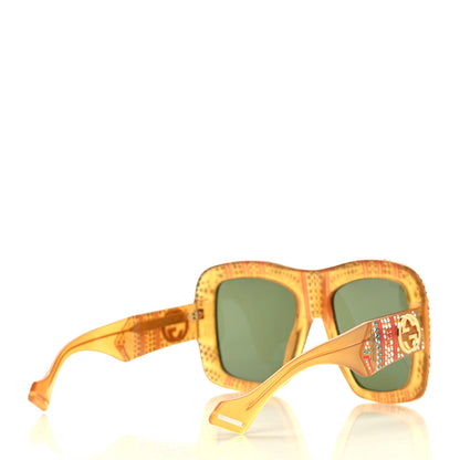 Gucci Acetate Crystal Square Frame Sunglasses GG0498S Yellow 4 of 8