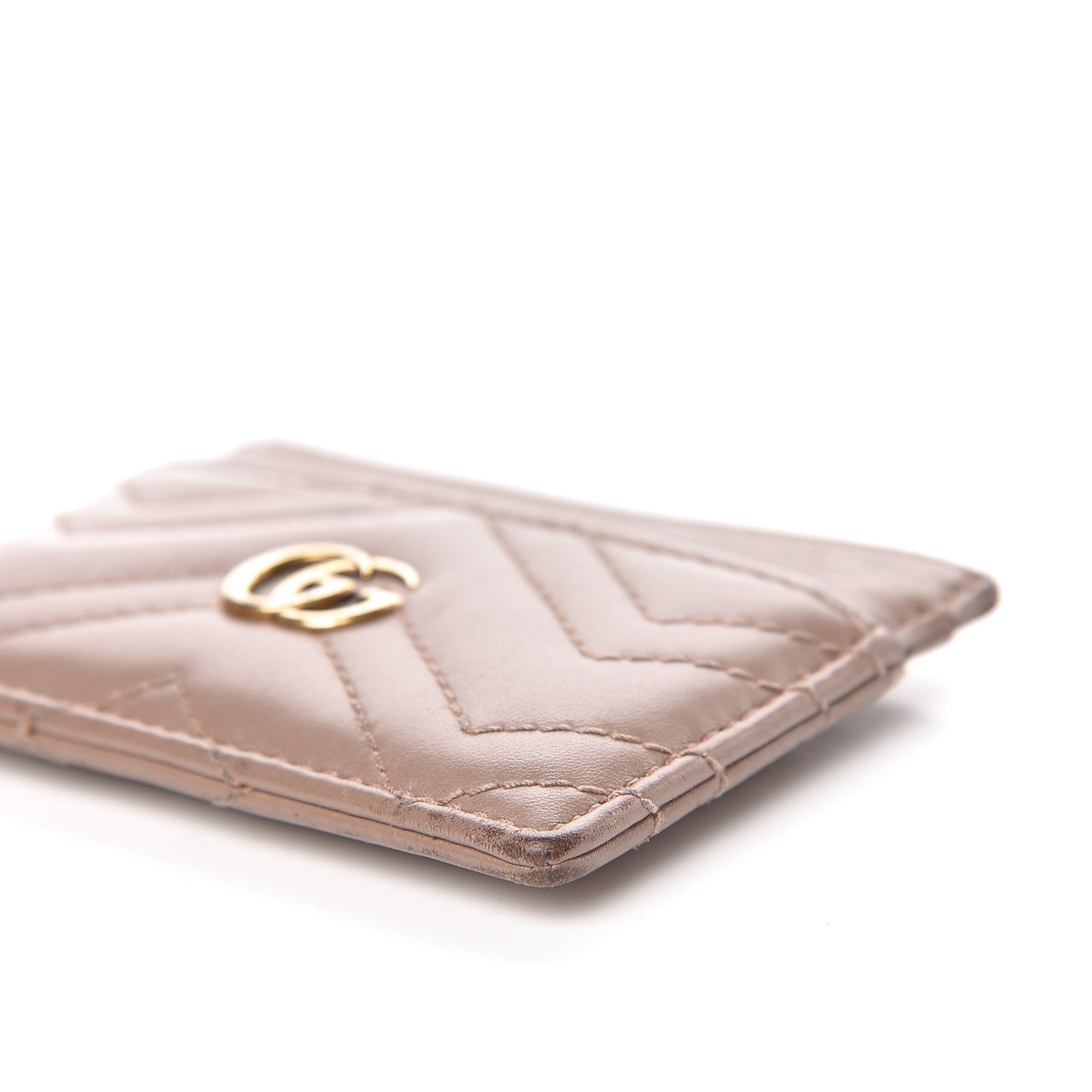 Calfskin Matelasse GG Marmont Card Holder Porcelain Rose