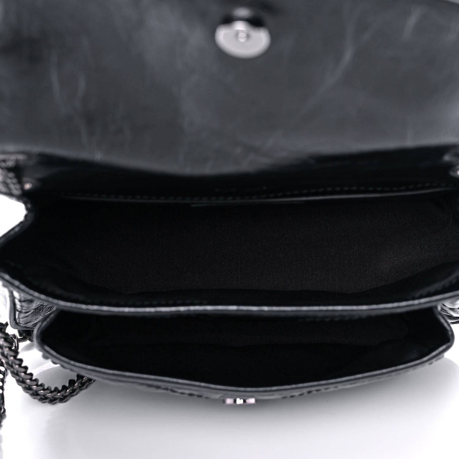 Saint Laurent Crinkled Calfskin Matelasse Monogram Baby Niki Chain Satchel Black 5 of 13