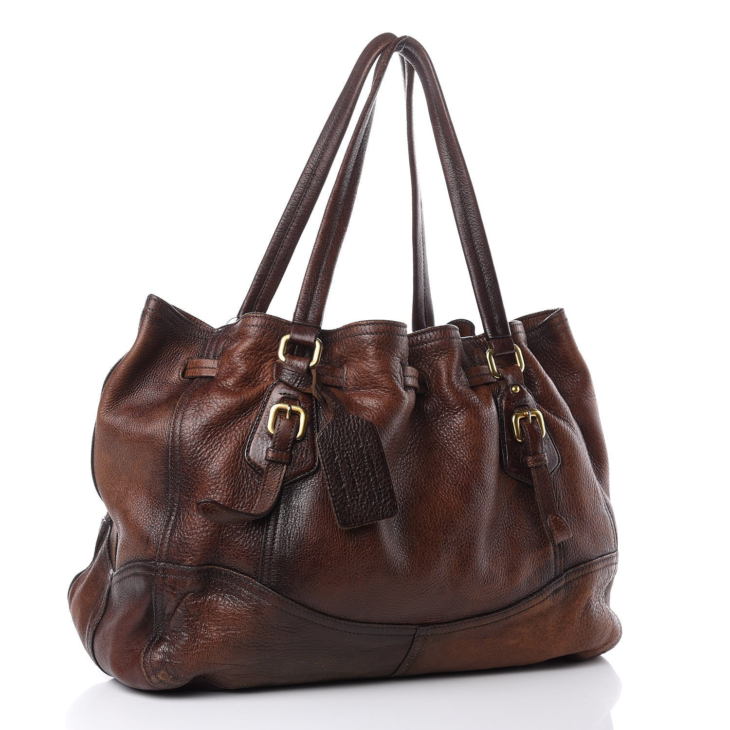 Prada Cervo Antik Drawstring Shopping Bag Bruciato 3 of 14