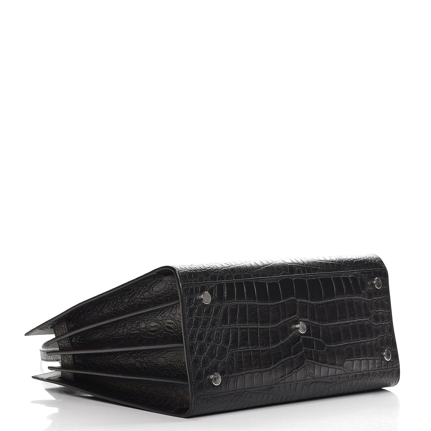 Calfskin Crocodile Embossed Small Sac de Jour Black