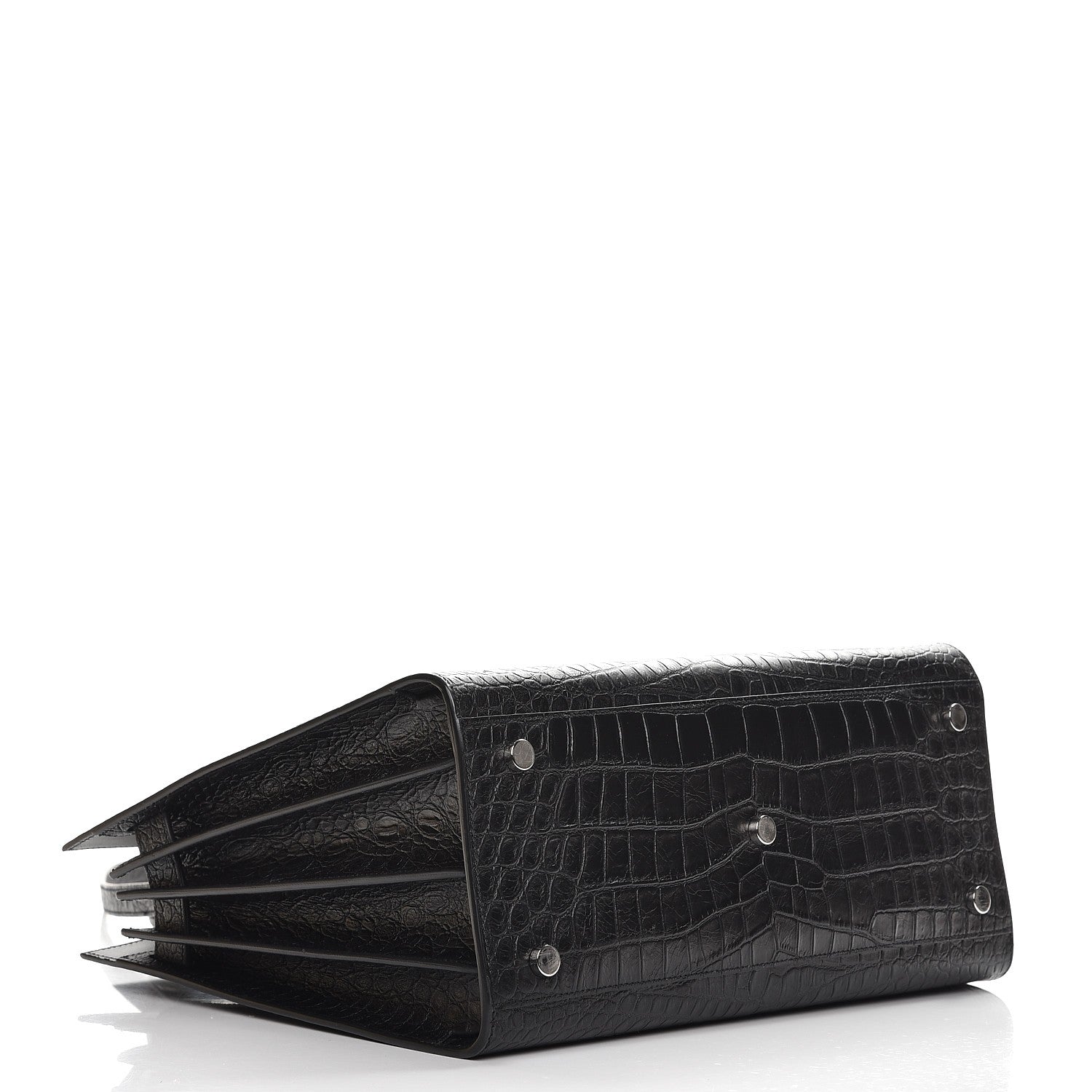 Saint Laurent Calfskin Crocodile Embossed Small Sac de Jour Black 5 of 8