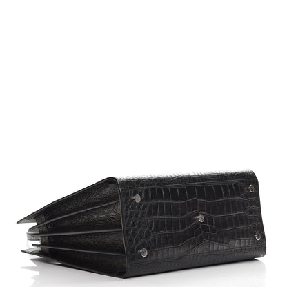 Saint Laurent Calfskin Crocodile Embossed Small Sac de Jour Black 5 of 8