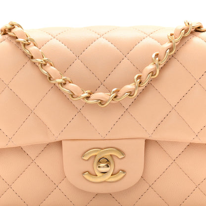 Chanel Lambskin Quilted Mini Rectangular Flap Beige 8 of 10