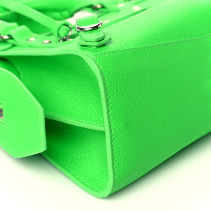 Balenciaga Grained Calfskin Neo Classic Silver Hardware Nano City Fluo Green 9 of 10