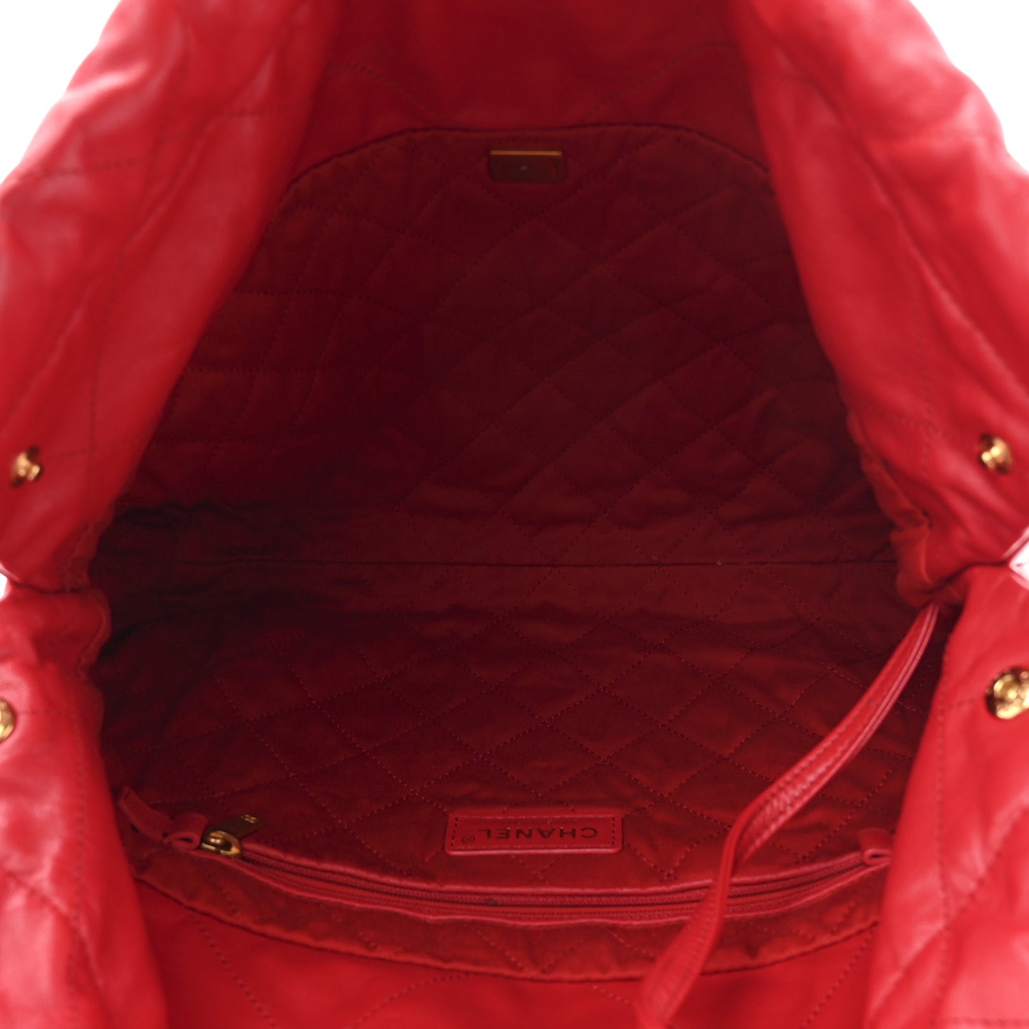 Shiny Calfskin Quilted Small Chanel 22 Red