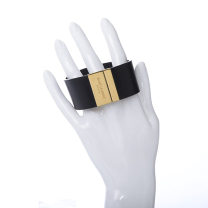 Saint Laurent Calfskin ID Cuff Bracelet L Black 2 of 5