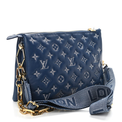 Louis Vuitton Lambskin Embossed Monogram Coussin PM Denim Blue 3 of 9