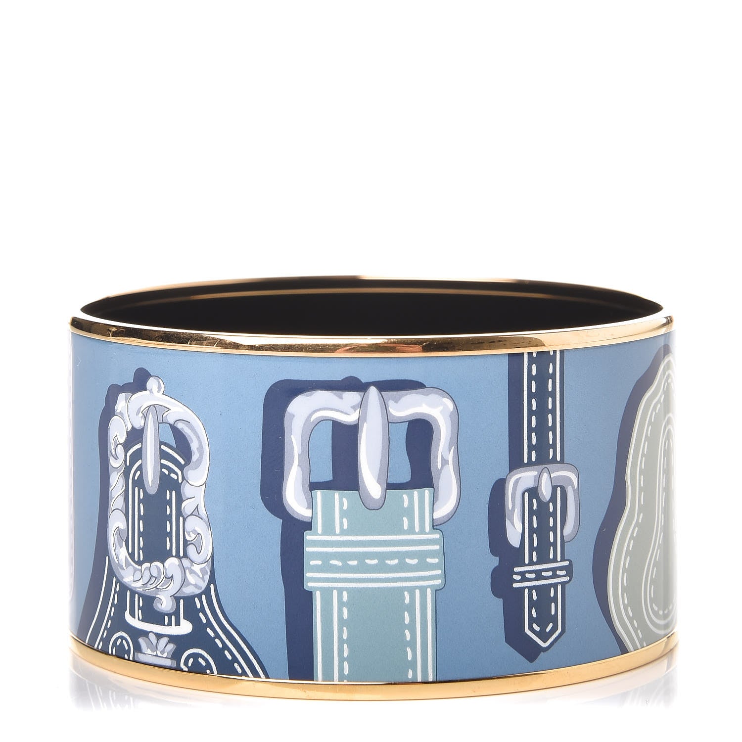 Hermes Enamel Printed Harnais Des Presidents Extra Wide Bracelet 65 1 of 6