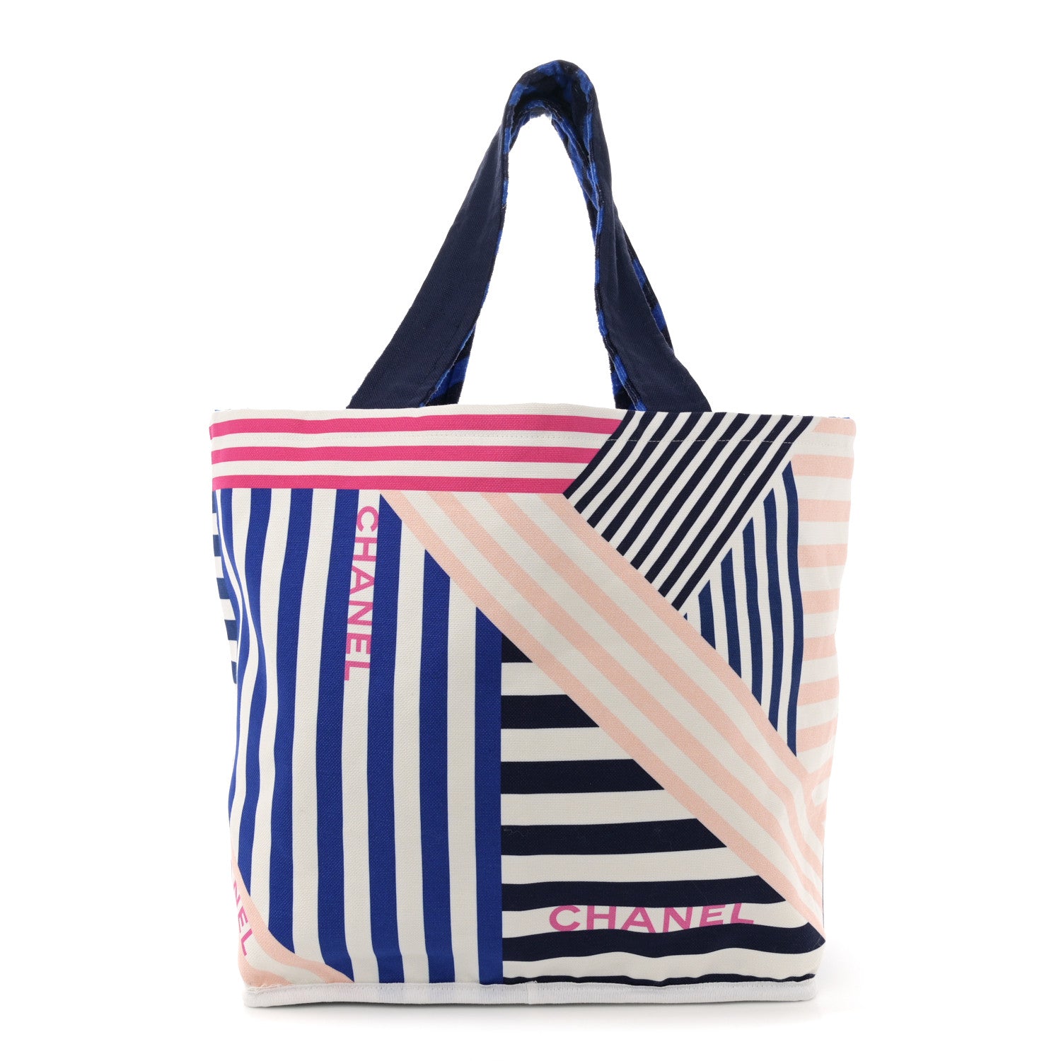 Chanel Terry Cloth Cotton La Pausa Bay Reversible Beach Tote Blue 1 of 18