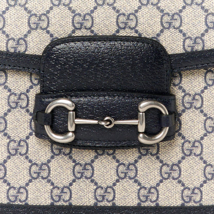 Gucci GG Supreme Monogram Azalea Calfskin Horsebit 1955 Shoulder Bag Beige Blue 9 of 11