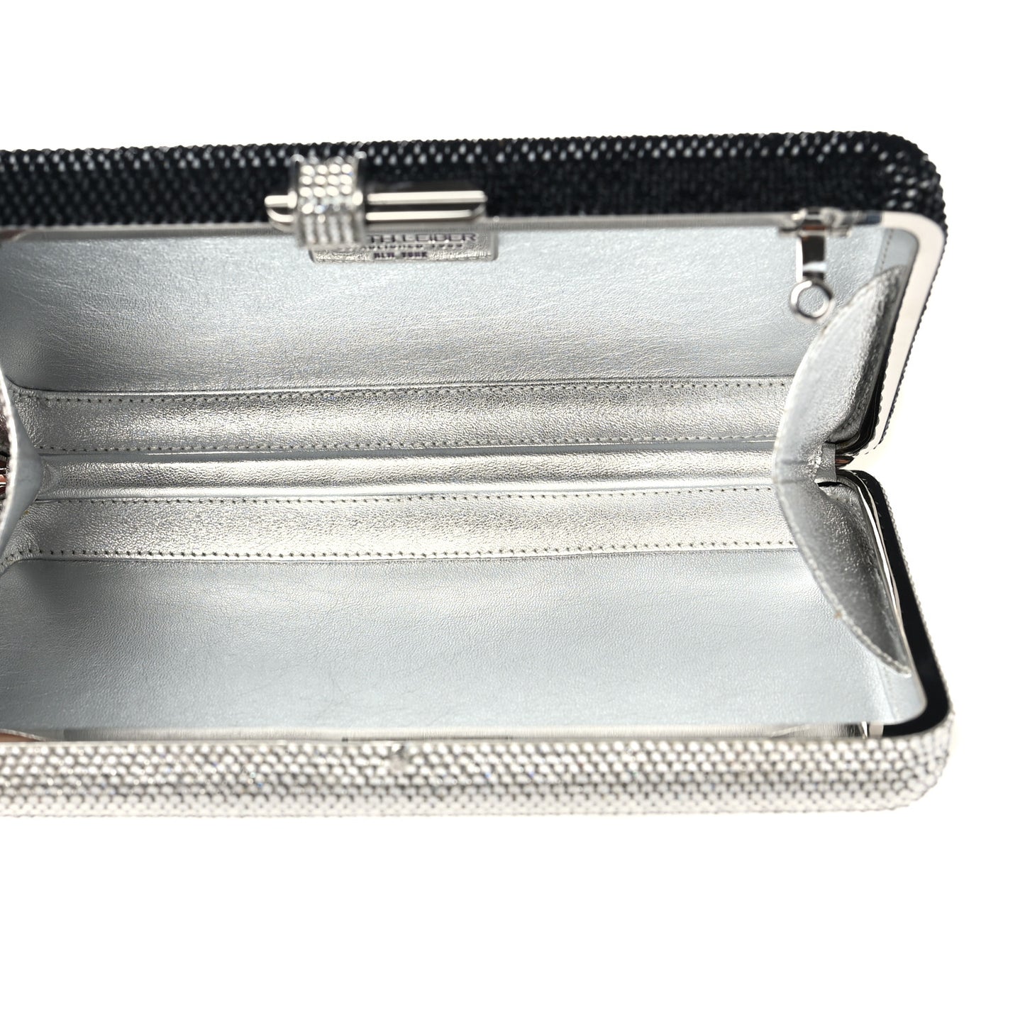 Crystal Bespoke Slim Slide Clutch Black Silver