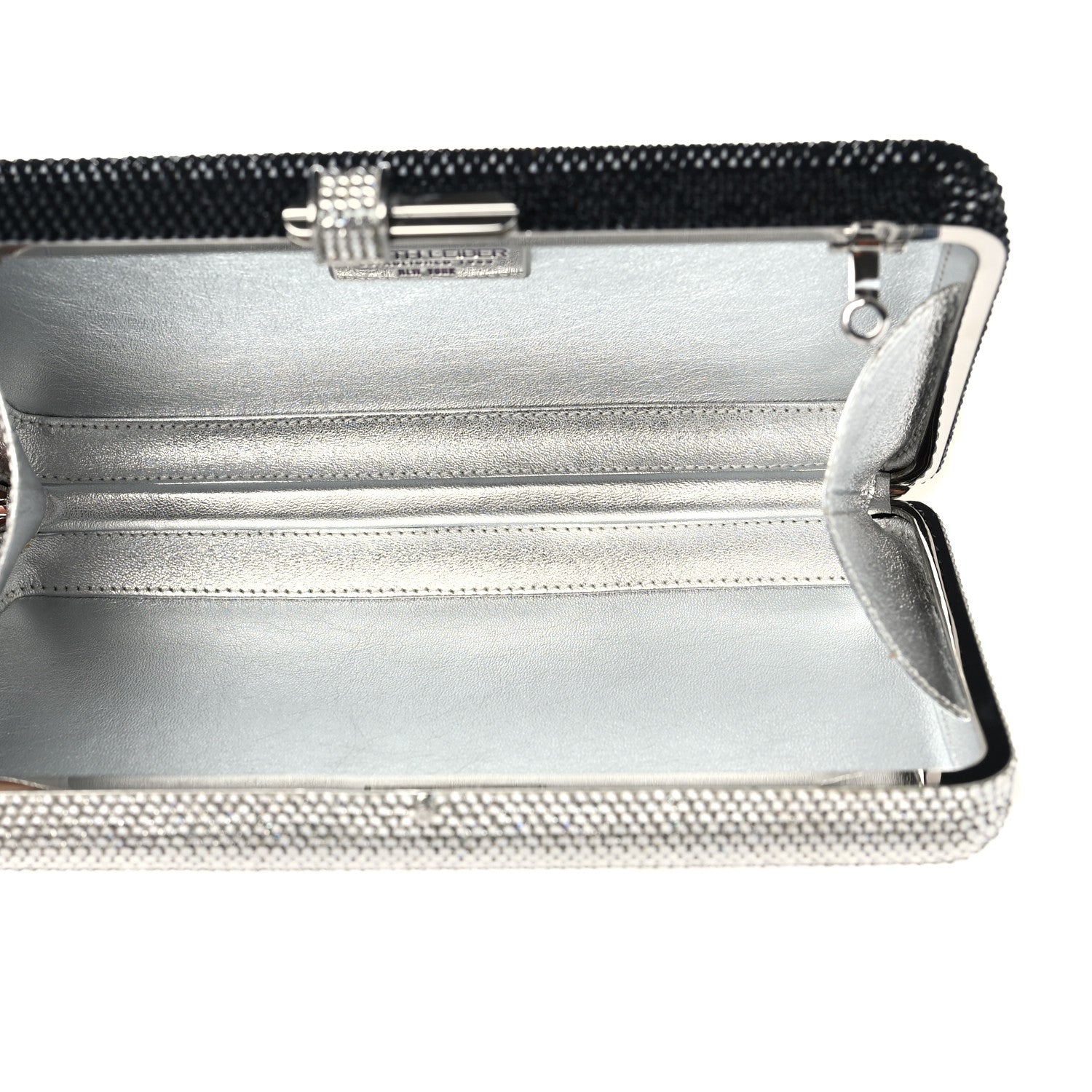 Judith Leiber Crystal Bespoke Slim Slide Clutch Black Silver 5 of 8
