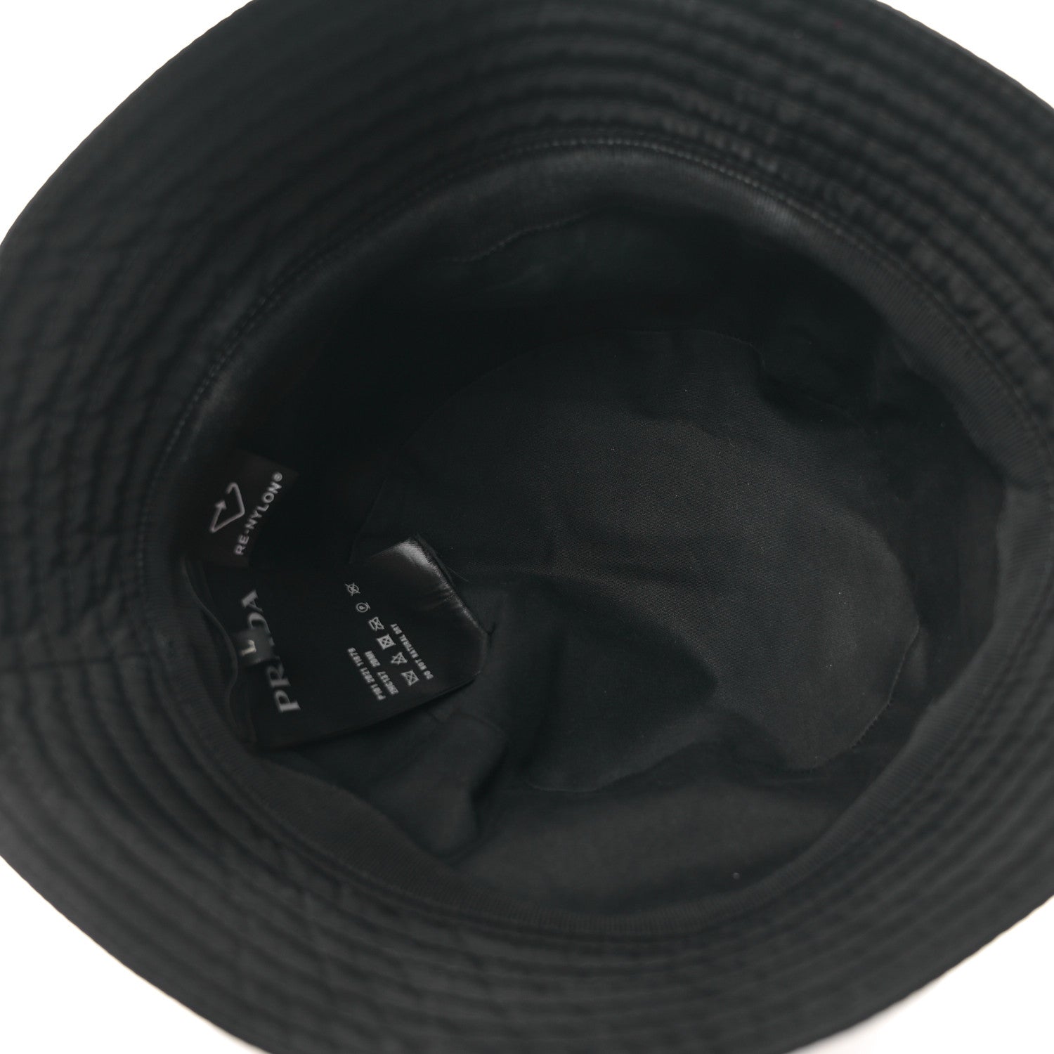 Prada Re-Nylon Metal Triangle Logo Mens Bucket Hat L Black 7 of 9