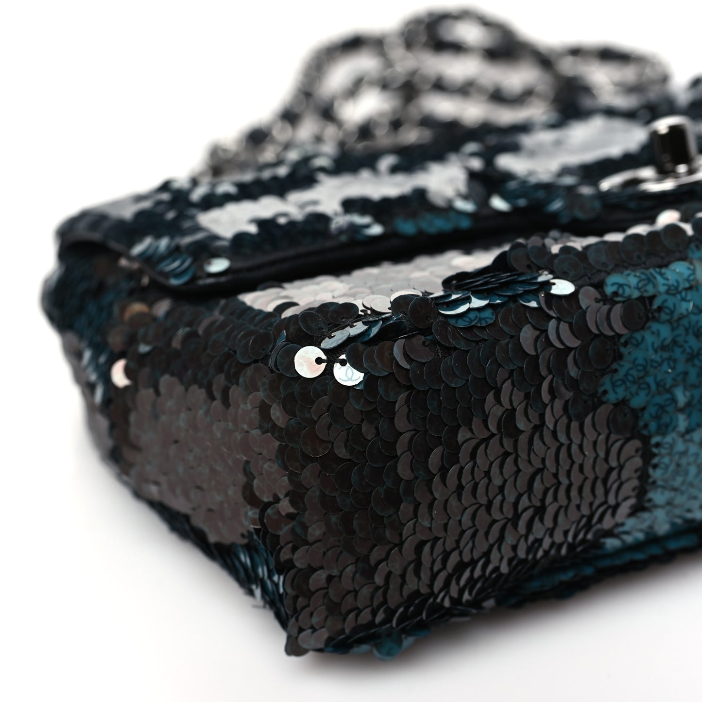 Sequin Lambskin Mini Flap Blue Black