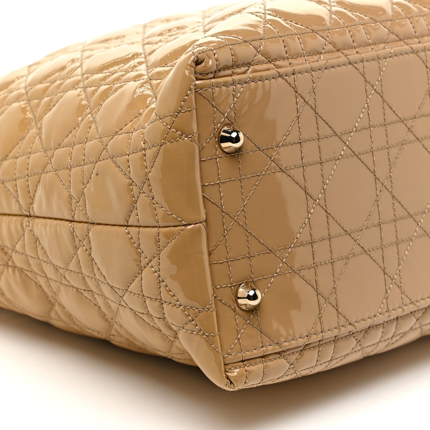 Christian Dior Patent Cannage Dior Tote Beige 9 of 12