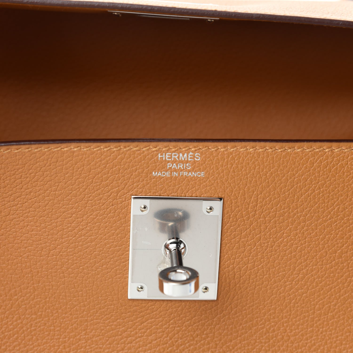 Hermes Evercolor Kelly Retourne 28 Caramel Rose d'Ete 9 of 11