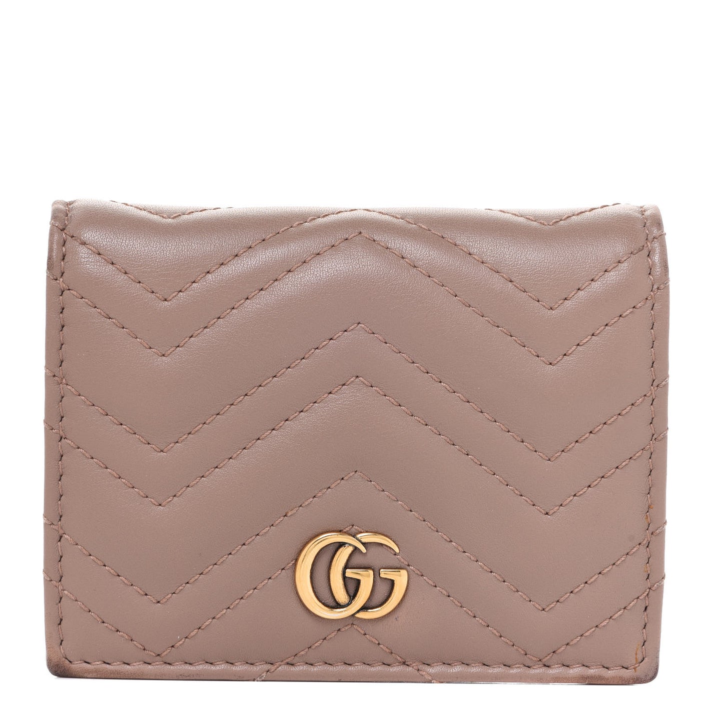 Calfskin Matelasse GG Marmont Card Case Wallet Porcelain Rose